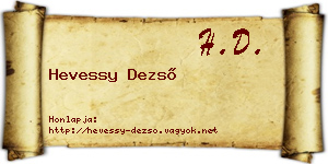 Hevessy Dezső névjegykártya